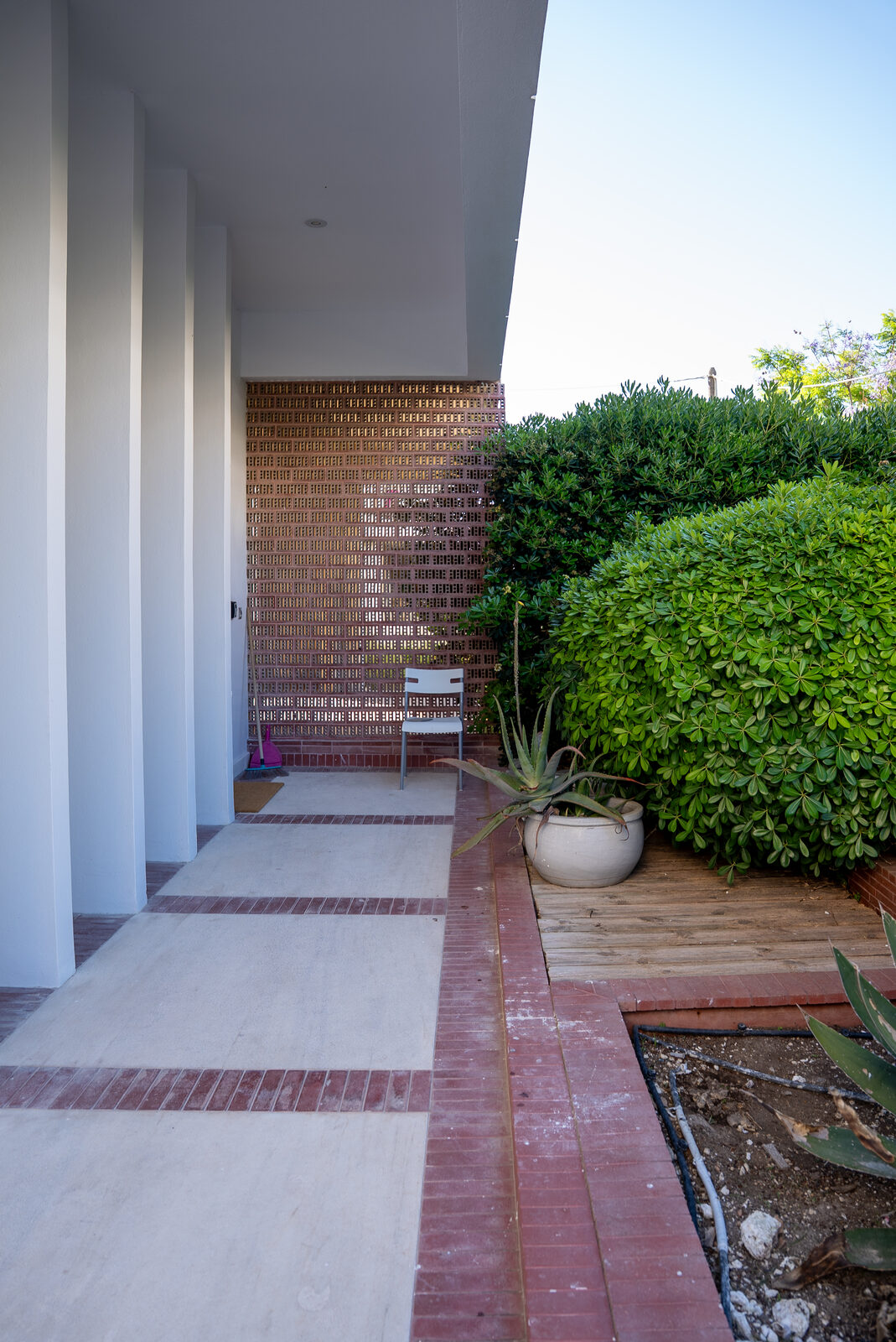 Brick garden path through greenery in Rodini, Rhodes