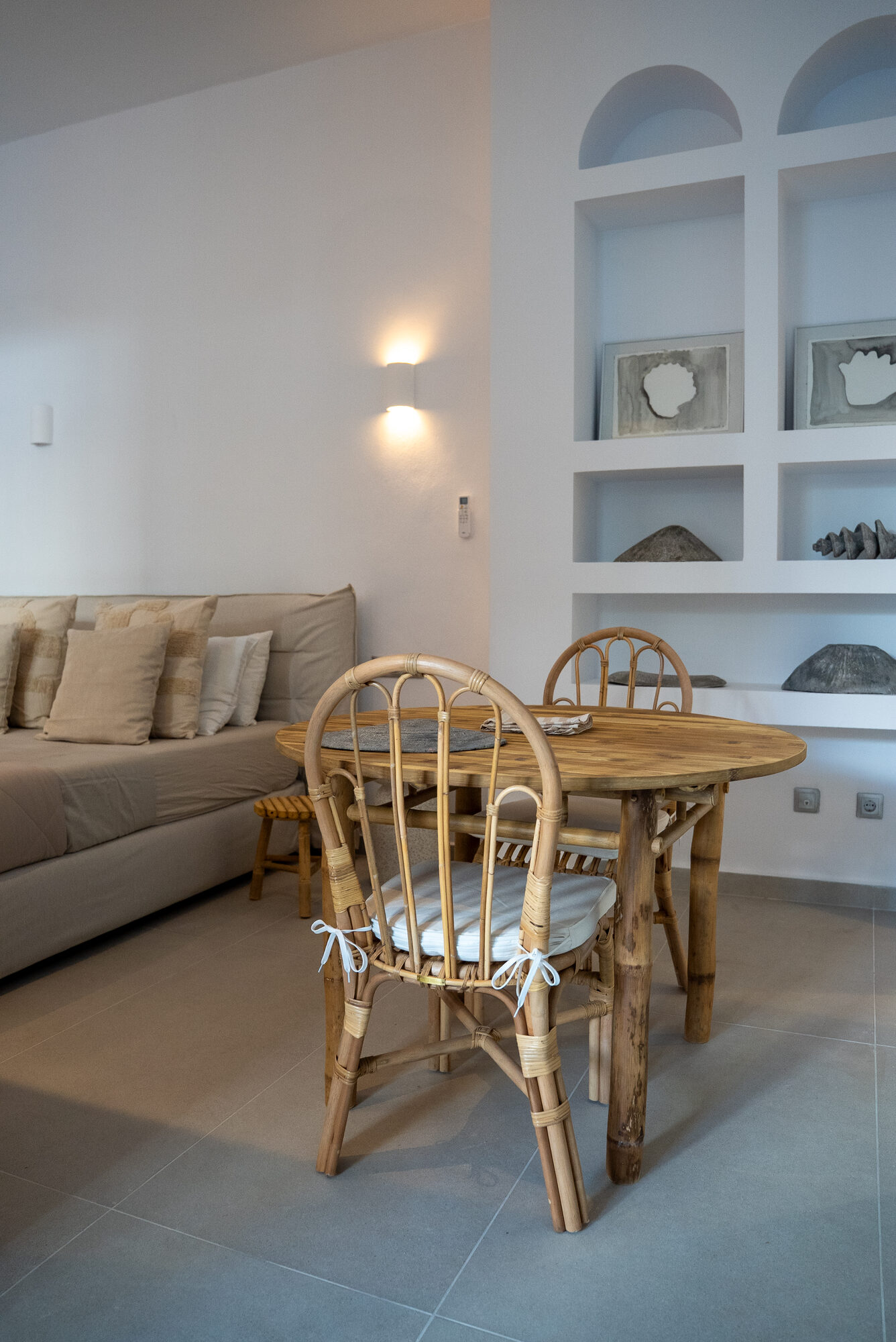 Wide view of the Rodos City suite living and dining area